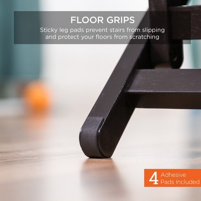 Adjustable Foldable 4-Step Black and Beige Wooden Pet Stairs