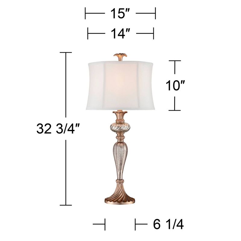 Regency Hill Alyson Traditional Buffet Table Lamp 32 3/4" Tall Mercury Glass Silver Champagne White Drum Shade for Bedroom Living Room Bedside House, 4 of 10