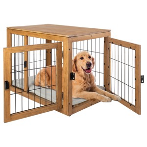 PETMAKER Furniture-Style Dog Crate with Double Doors and Cushion (Natural) - 1 of 4