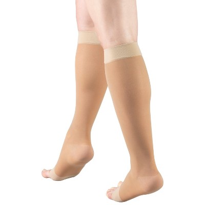 Truform Sheer Compression Stockings, 15-20 mmHg, Women's Knee High Length, Open Toe, 20 Denier