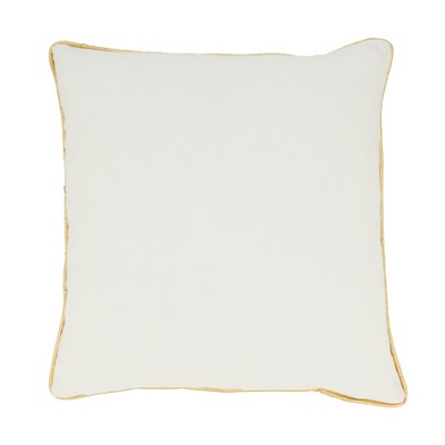 Gold Metallic Poinsettia Branch Design Holiday Cotton Throw Pillow