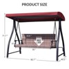 Aoodor 3-Seat Outdoor Rattan Patio Swing with Adjustable Dark Blue Canopy, Built-in Quick-Drying Foam Seat, Rattan Wicker, Rust-Resistant Iron Frame - 3 of 4
