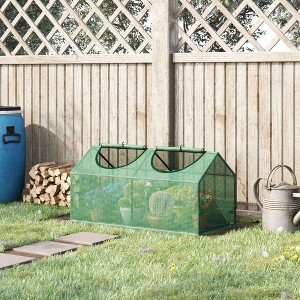 NicBex 4' x 2' x 2' Galvanized Raised Garden Bed with Mini PVC Greenhouse Cover Garden Sheds with Roll-Up Windows for Flowers, Fruits, Green - 1 of 4
