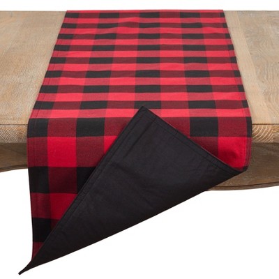 Red and Black Buffalo Plaid Cotton-Poly Table Runner, 16" x 72"