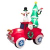 Costway 8FT Tall Inflatable Santa Claus Carrying Christmas Tree, Snowman on Red Truck - 2 of 4