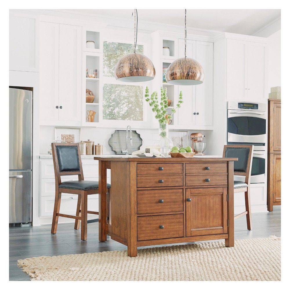 Tahoe Kitchen Island and 2 Stools - Aged Maple - Home Styles