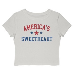 Social Collective Women's America'S Sweetheart  Americana 4Th Of July Short Sleeve Graphic Cotton Baby Tee - Cloud Dancer XL - 1 of 4