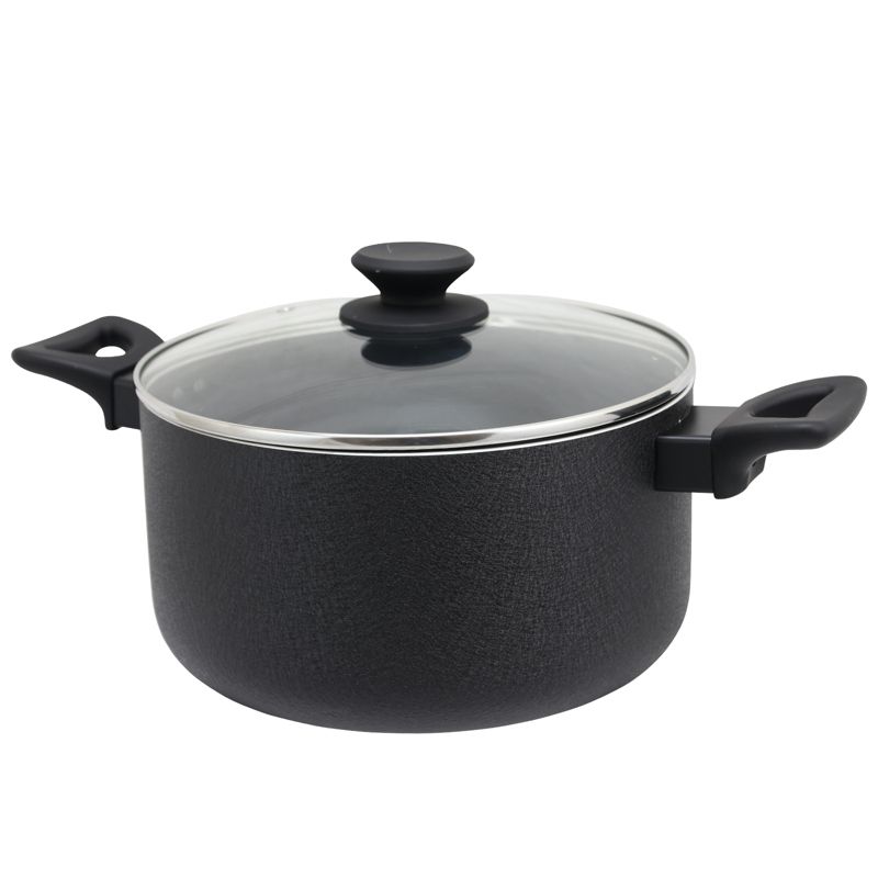 Oster Ashford 6 Quart Aluminum Dutch Oven with Tempered Glass Lid in Black, 1 of 7