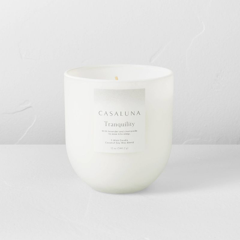 Tranquility Core Frosted Glass Wellness Jar Candle White - Casaluna™, 1 of 9