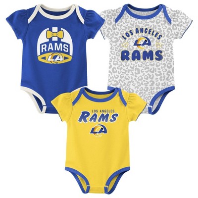 Image of NFL Los Angeles Rams Baby Girls' Onesies 3pk Set - 0-3M
