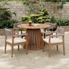 NAYSAYE Patio Chaise Lounges Outdoor Acacia Wood Braided Chair Set with Dining Table for Garden Deck Patio, Beige and Cream, 47.25"*47.25"*29.75" - 2 of 4