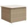 Garden Stool Black and Cream Poly Rattan, Powder-Coated SteelvidaXL - 2 of 4