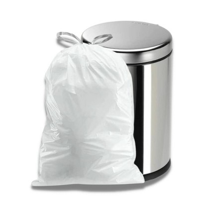 White Tear-Resistant Drawstring Trash Bags, 5.2 Gallon, 100 Count