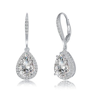 Guili Sterling Silver Pear Drop Earrings with CZ in Rhodium, Gold & Rose Gold Plating – Timeless Elegance and Radiant Shine for Any Occasion - 1 of 3