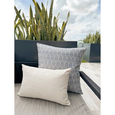 Indigo and White Floral Pattern Indoor Outdoor Pillow 25"