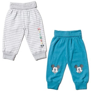 Disney Minnie Mouse Princess Little Mermaid Cinderella Belle Jasmine Baby Girls 2 Pack Pants Newborn to Infant - 1 of 4