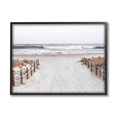 Stupell Industries Beach Waves Foggy Horizon Framed Giclee