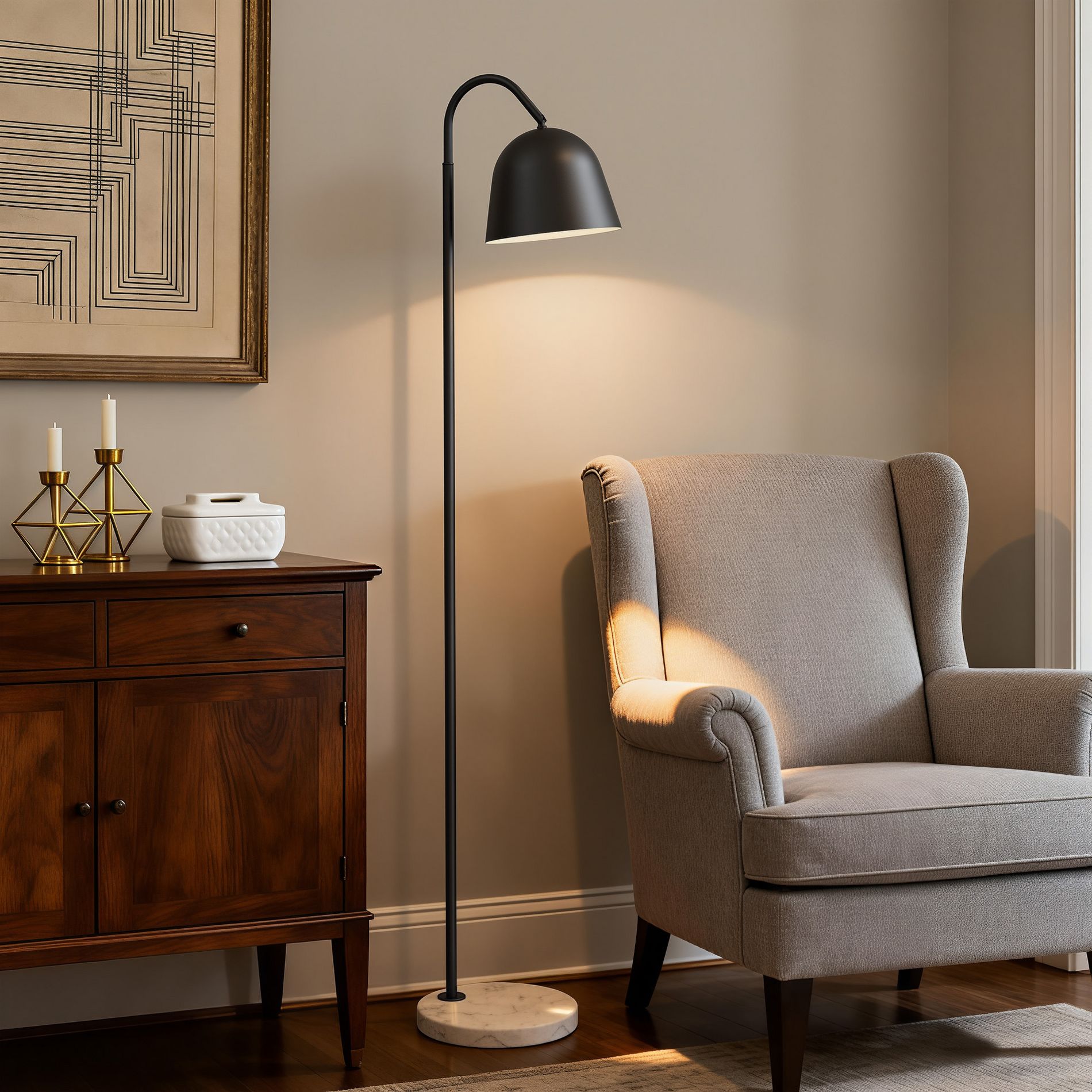 Maxax 64" Modern Arc Floor Lamp, Black Metal Adjustable Lamp, Reading Standing Lamp for Living Room, Bedroom, Office, Bulb Not Included