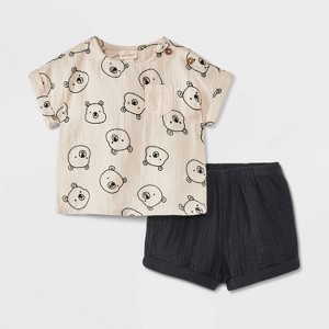 Baby Boys' Gauze Top & Shorts Set - Cat & Jack™ - 1 of 4