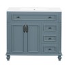 KIGFTSOD 36" Bathroom Vanity with Sink, White Vanity Cabinet with Flip-Out Drawer, 3 Drawers, 2 Soft-Close Doors - 3 of 4
