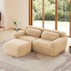Racxily L-shaped Boneless Sofa, Soft Fluffy Plush Fabric, With Chaise 32D High Density Sponge, Ergonomic Design, Anti-Slip Design, With Pillows, Brown - 2 of 4