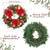 Christmas Wreath for Front Door, 24" Christmas Wreath with Battery Operated Lights, Red Gold Balls Artificial Poinsettia for Fireplace Window Wall - 3 of 4