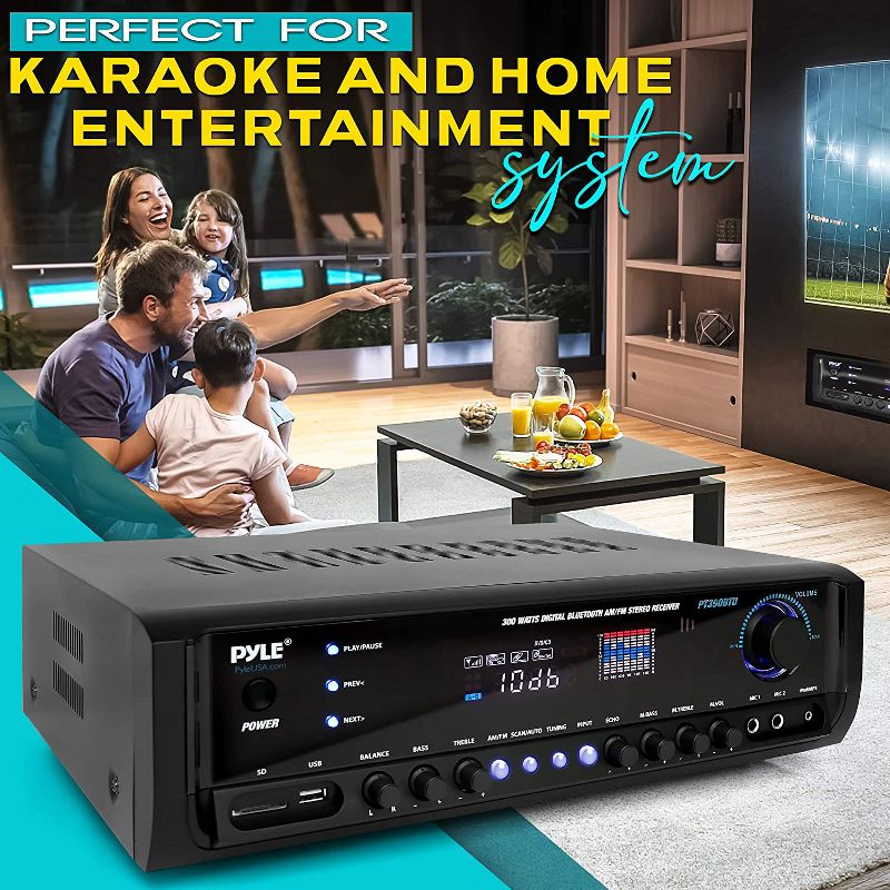 Pyle PT390BTU Digital Home Theater Bluetooth 4 Channel Radio Aux Stereo Receiver Connects to TV, Home Theaters, and External Speaker Systems, 5 of 7