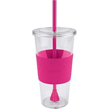 Joyjolt Glass Tumbler With 1 Straws & Non Slip Silicone Sleeve - 20 Oz -  Pink : Target