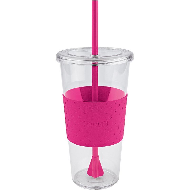 Copco Sierra 24 Ounce Iced Beverage Tumbler Cup with Straw & Spill Resistant Lid, BPA Free - Hot Pink 2510-9976, 1 of 5