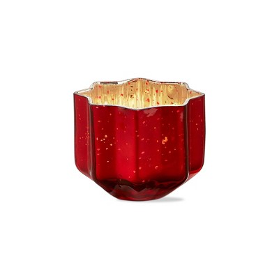 tagltd Christmas Starlight Blown Glass Tealight Votive Candle Holder Small Tabletop Mantel Centerpiece Decoration 4 inch