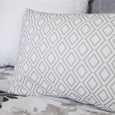 Ridgely Black and Gray Floral Cotton 7-Piece King Comforter Set