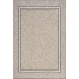 Nuloom Inaya Bordered 5x8 Indoor/Outdoor Area Rug for Living Room Patio Deck Front Porch Kitchen, Grey/Beige - 1 of 4