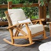 Cambridge Casual 3pc Carmel Teak Wood Outdoor Patio Small Spaces Rocker Conversation Set with Tan Cushions - 3 of 4
