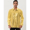 Lars Amadeus Men's Shiny Sequins Slim Fit Long Sleeves Button Down Disco Party Shirt - 2 of 4