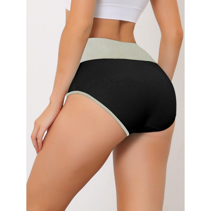 Allegra K Women's High Waist Tummy Control Color-Block Available in Plus Size Brief, 2 of 6