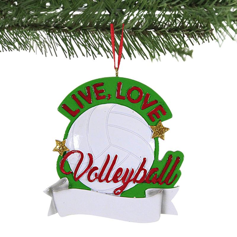 Kurt S. Adler 3.5 Inch Live, Love Volleyball Ornament White Ball Sports Diy Personalization Tree Ornaments, 2 of 4