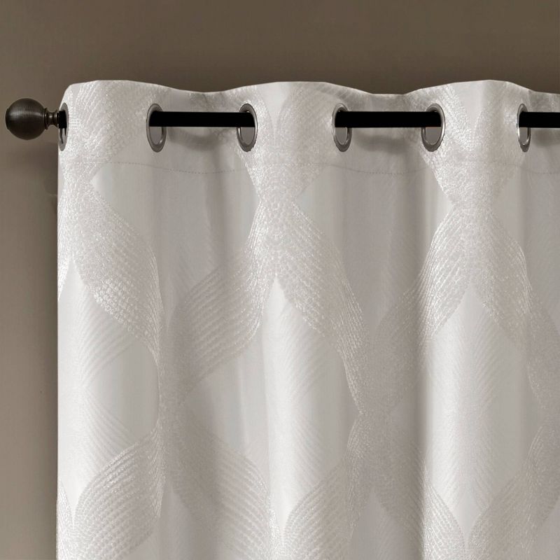 Byron Ogee Knitted Jacquard Blackout Curtain Panel, 4 of 12