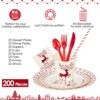 200 Pc Christmas Party Supplies, Funny Tableware Sets: Dinner Plates,Dessert Plates,Napkins,Cups,Spoons,Forks,Knives,Straws for 25 Guests,Party Decor - 4 of 4