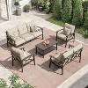 Heynemo Outdoor Patio Furniture Set, 5 Piece Patio Conversation Set with Coffee Table, Metal Furniture Set for Porch Backyard Garden - 2 of 4