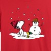 Women's - Peanuts - Snoopy Woodstock Snowman Cropped Graphic T-Shirt - 2 of 4