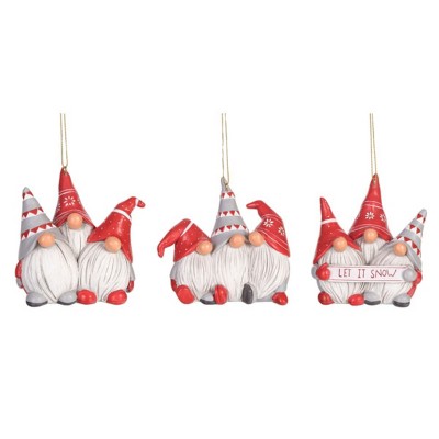 Transpac Resin Christmas Gnome Friends Ornament Set of 3 Christmas Home Decorations