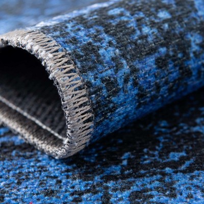 Modern Elegance 5' Square Overdyed Blue Chenille Area Rug