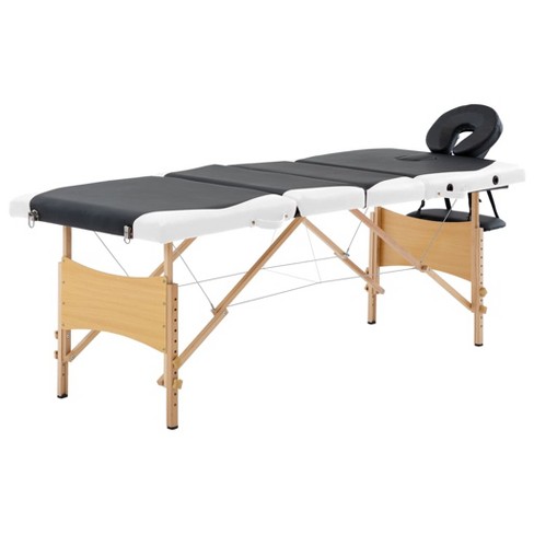 vidaXL Foldable Massage Table 4 Zones Wood Black and White - image 1 of 4