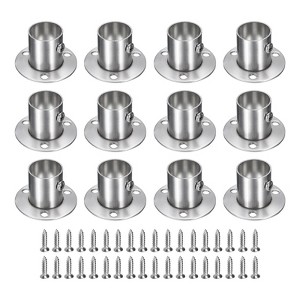 Unique Bargains Stainless Steel Corrosion Resistance Durability Cylindrical Design Closet Rod Brackets 12 Pcs - 1 of 4