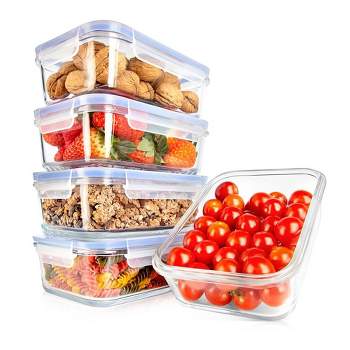 NutriChef GlassLock 10-Piece Food Storage Container Set - Airtight, Stackable, BPA-free with Vent Lids and Air Hole