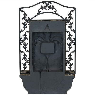 Florentine Stone French Lily Polystone Outdoor Wall Fountain