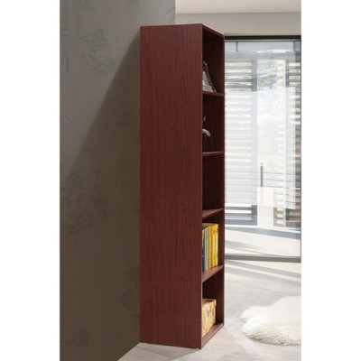 Kids' Playful Mahogany 5-Shelf Toy Organizer with Doors
