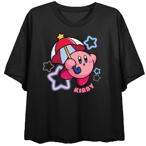 Kirby Parasol Power Women's Black Crop T-shirt - 1 of 3