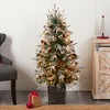 Nearly Natural 4-ft Frosted Artificial Christmas Tree Pre-Lit with 105 LED lights and Berries in Decorative Planter - 4 of 4