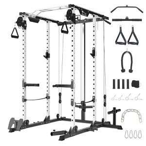 2000 Lbs Power Cage for Home Gym with Cable Cross-Over System, LAT Pull Down Workout Strength Training Weight Cage for Multiple Functions, Exercise - 1 of 4